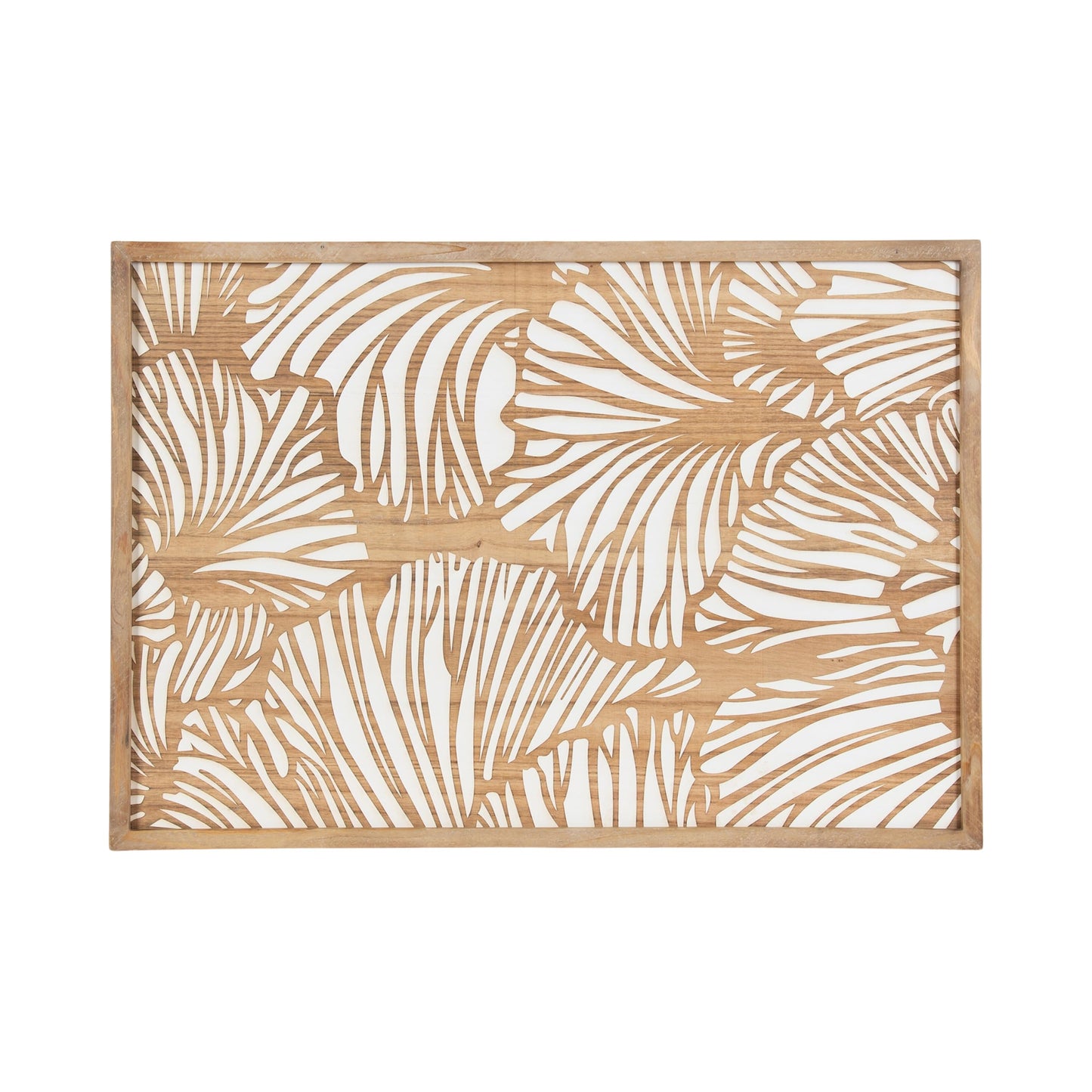 Kate and Laurel Sago Modern Decorative Wood Art Plaque; 23 x 33; White and Rustic Brown; Painted Wood Floral Wall Art with Dimensional Design for Living Room Decor