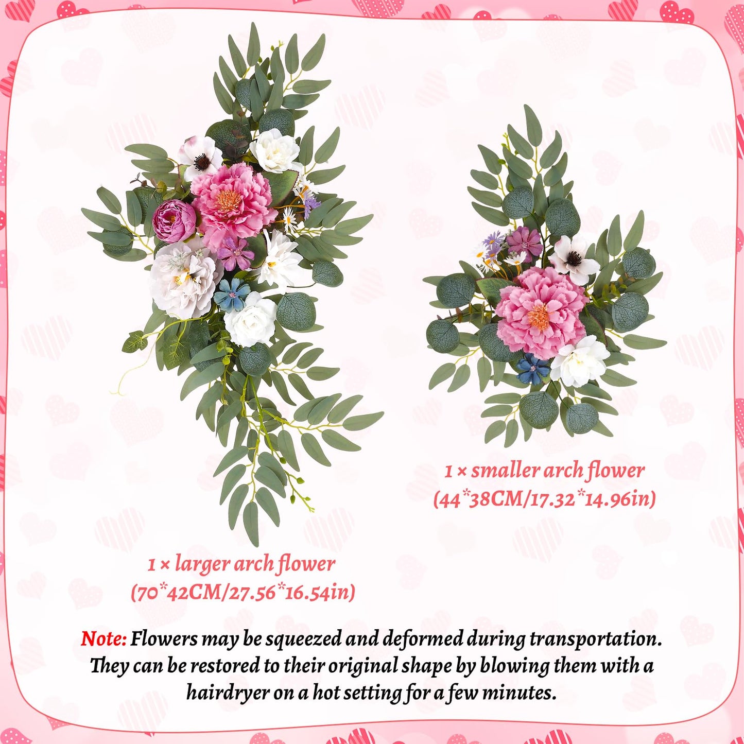 Wedding Arch Decorations 2 Pack - Reusable Artificial Hanging Flowers Floral Swag Greenery Garland for Wedding Welcome Sign Backdrop Bridal Ceremony Reception Backdrop, Baby Shower