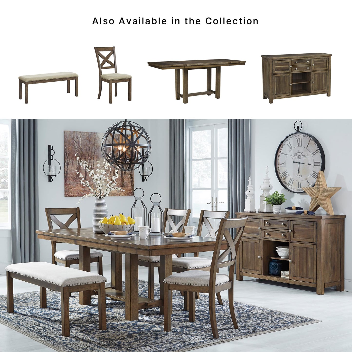 Signature Design by Ashley Moriville Modern Farmhouse 19" Upholstered Dining Room Chair, 2 Count, Brown