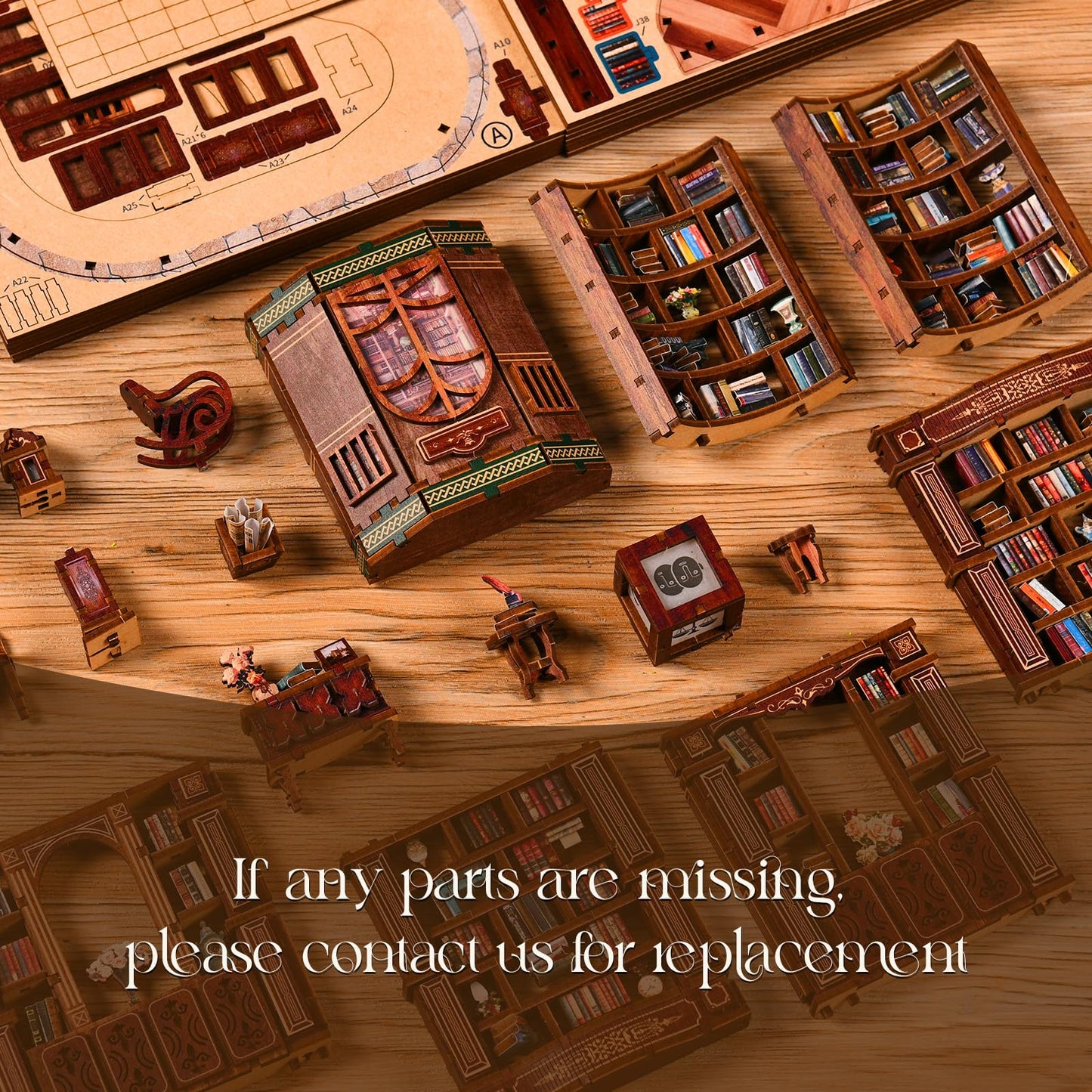 DIY Book Nook Kit, 3D Wooden Puzzle Miniature Booknook Bookend Bookshelf Decor with LED Light,Cherry Blossom Bookstore Bookshelf Insert Booknook, Book Nook Kits for Adults