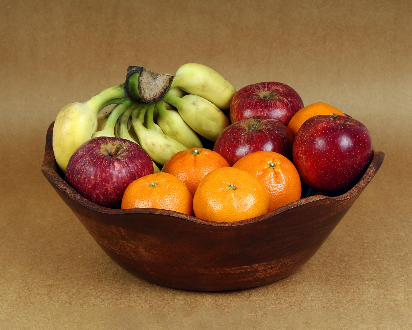 Mother's Day Handmade Large Wooden Bowl Mango Wood Decorative Bowl for Veggies, Fruits Wooden Serving Scalloped Bowl Modern Rustic Home Decorations Home Party Wedding Décor 12 x 4.5 x 11 Inches