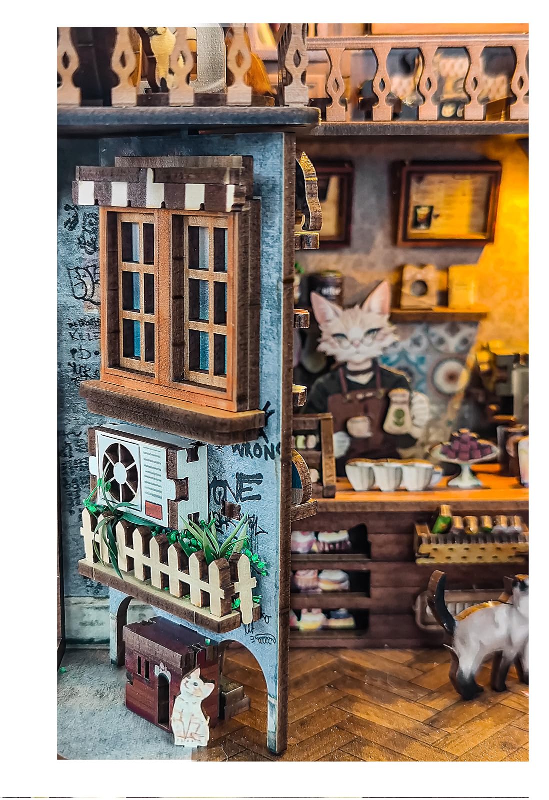 IBOHEYE Book nooks DIY Dollhouse Kit for Adults 3D Stereo Assembly Night Light Sensing Wooden Bookend Jigsaw Building Model Gifts for Family,Friends (Caramel Dreams)