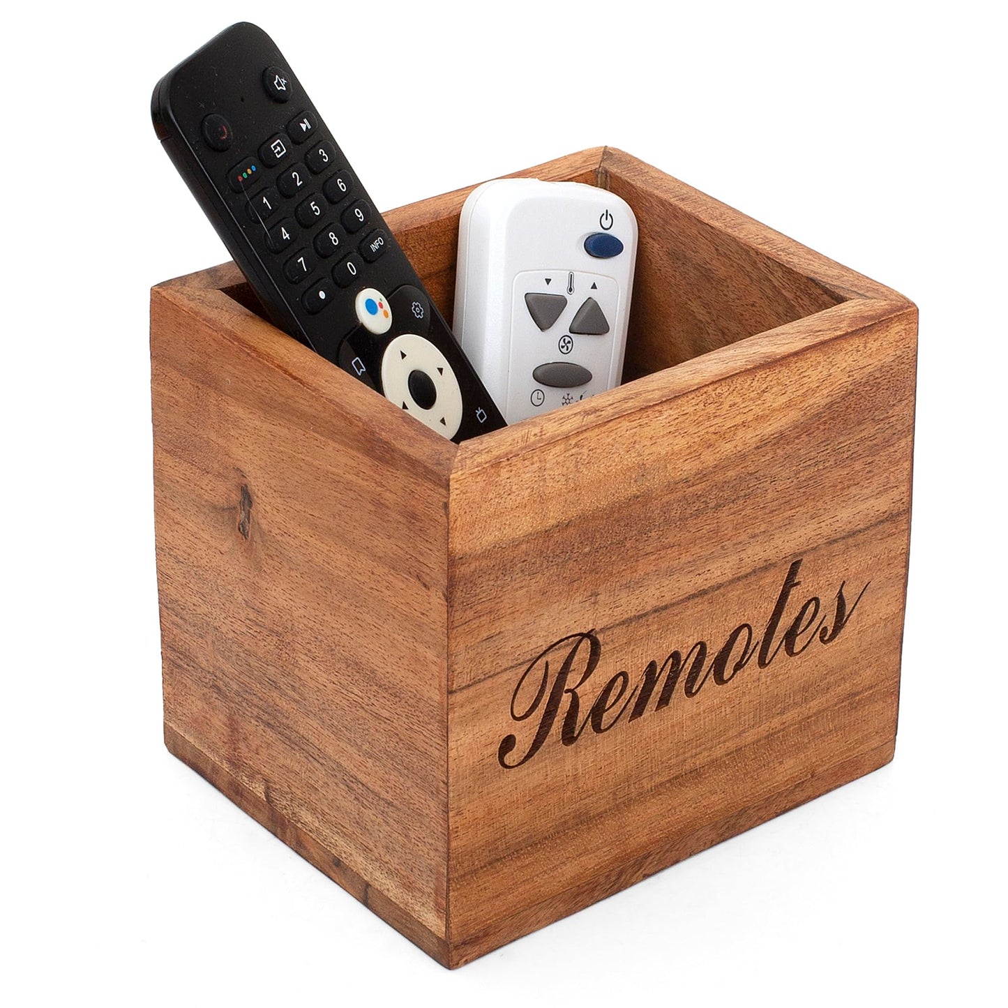 Handcrafted Wooden Remote Control Holder Organizer Stand For Bedside Table Desk Recliner Couch Remotes Handy Space Saving Home Media Organizer Remote Caddy Rack For TV Housewarming Gift Idea