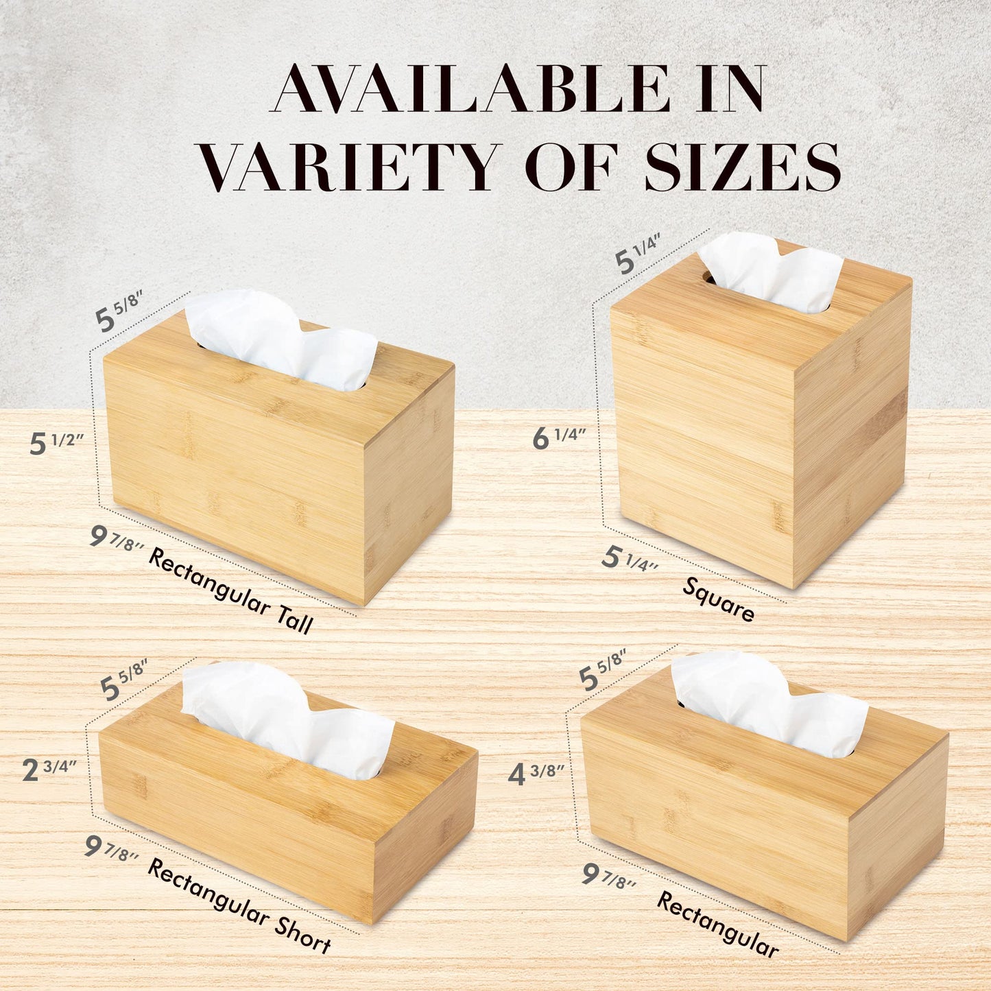 JUSK Design Tissue Box Holder, Modern, Minimalist, and Durable Wooden Bamboo Tissue Box with Sliding Bottom, Easy-Refill Premium-Quality Bamboo Tissue Box Cover, Fits 184-Count Box, Rectangular