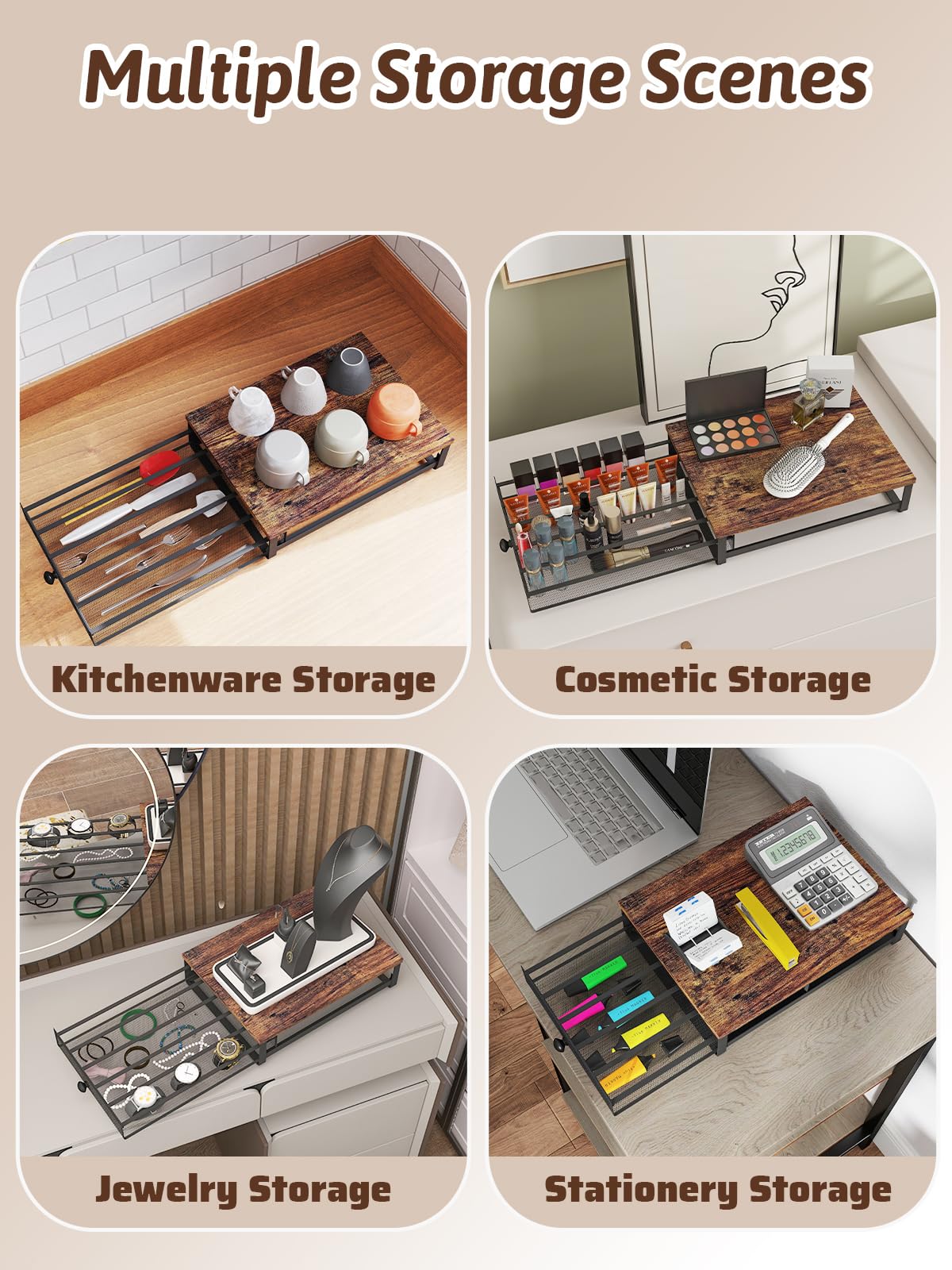 Sedegn Coffee Pod Holder Counter Coffee Vertuo Capsules Storage Organizer with Sliding Drawer Compatible For 35 K-Cup Pods No Assembly Needed Rustic Brown