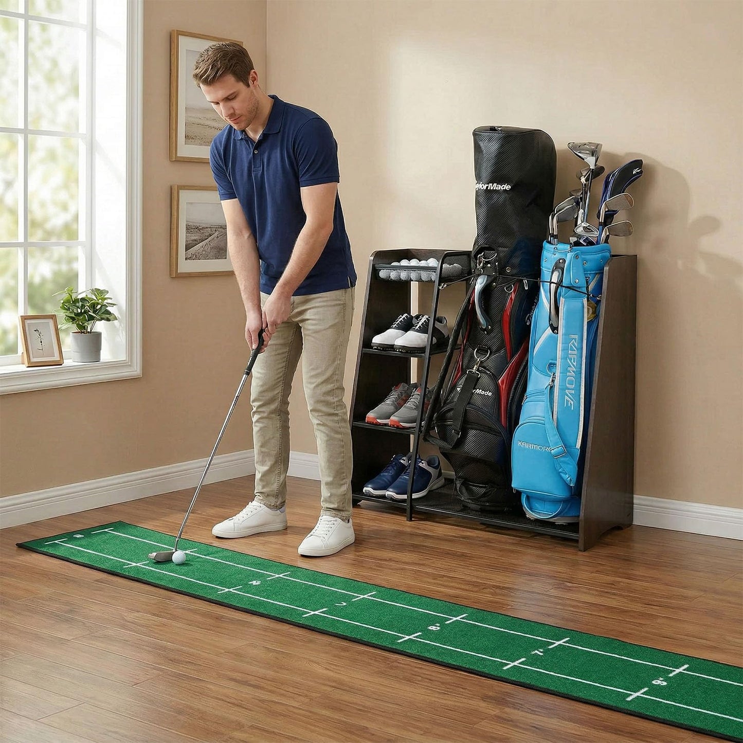 Ponsonbay Golf Bag Storage Organizer for Garage Holds 2 Golf Bags