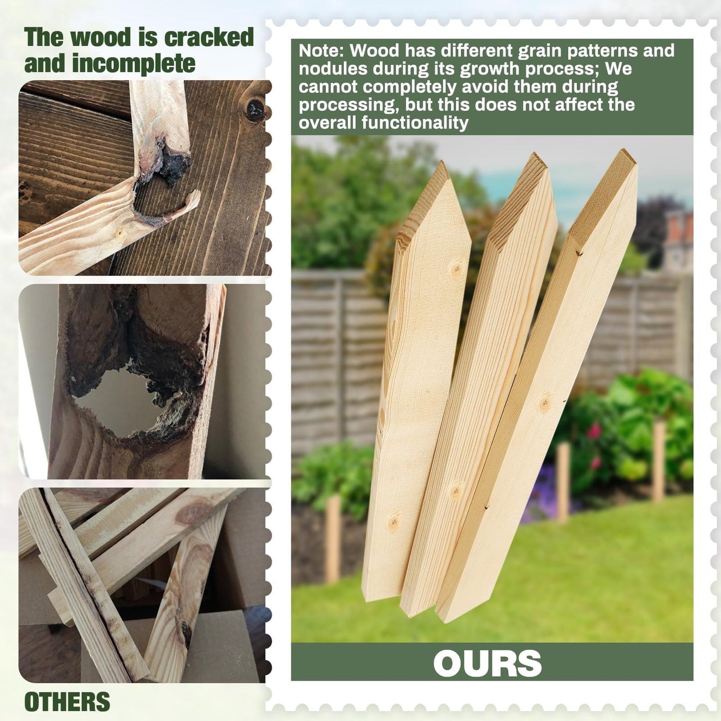 Colingmill 48 Pieces Wooden Garden Stakes 18 Inch Grade and Survey Stakes Wooden Garden and Sign Posts for Plant Support Silt Fence Yard Farm Survey Boundaries Baselines