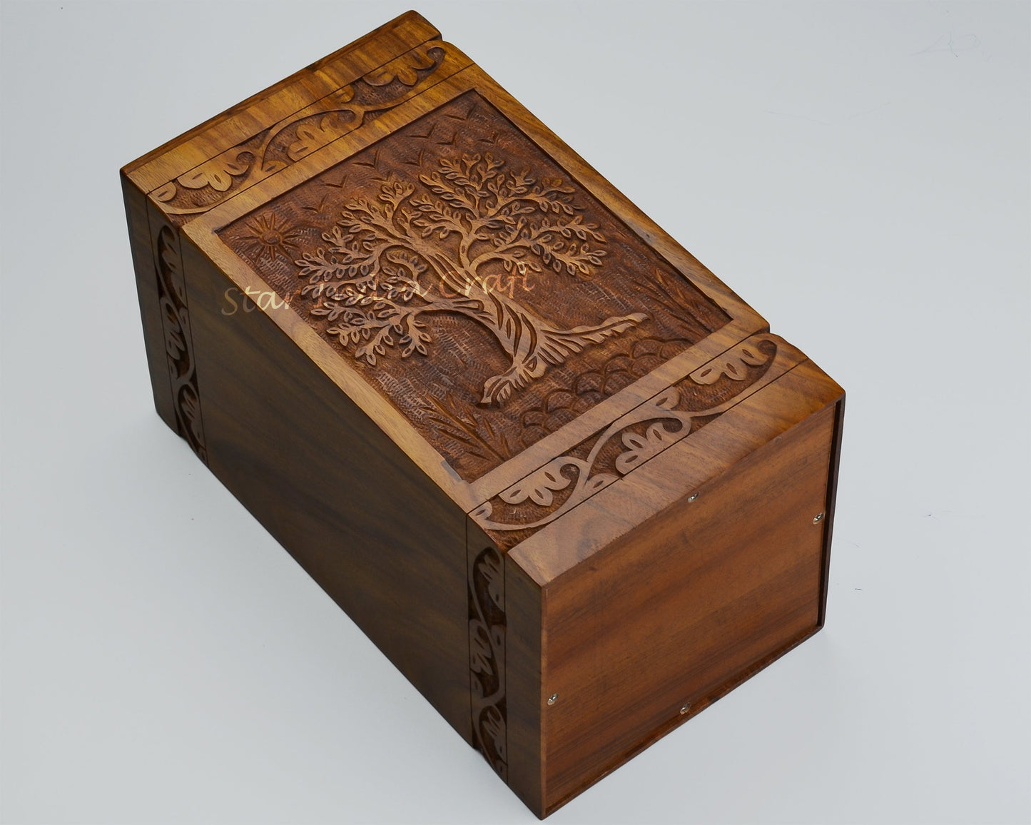 SIC Urns for Human Ashes Adult - Wooden Cremation Box for Dad Mom Men & Women, Soulful Tree Carved Rosewood Funeral Memorial Keepsake, Holds an Adult up to 180 Cubic Inches