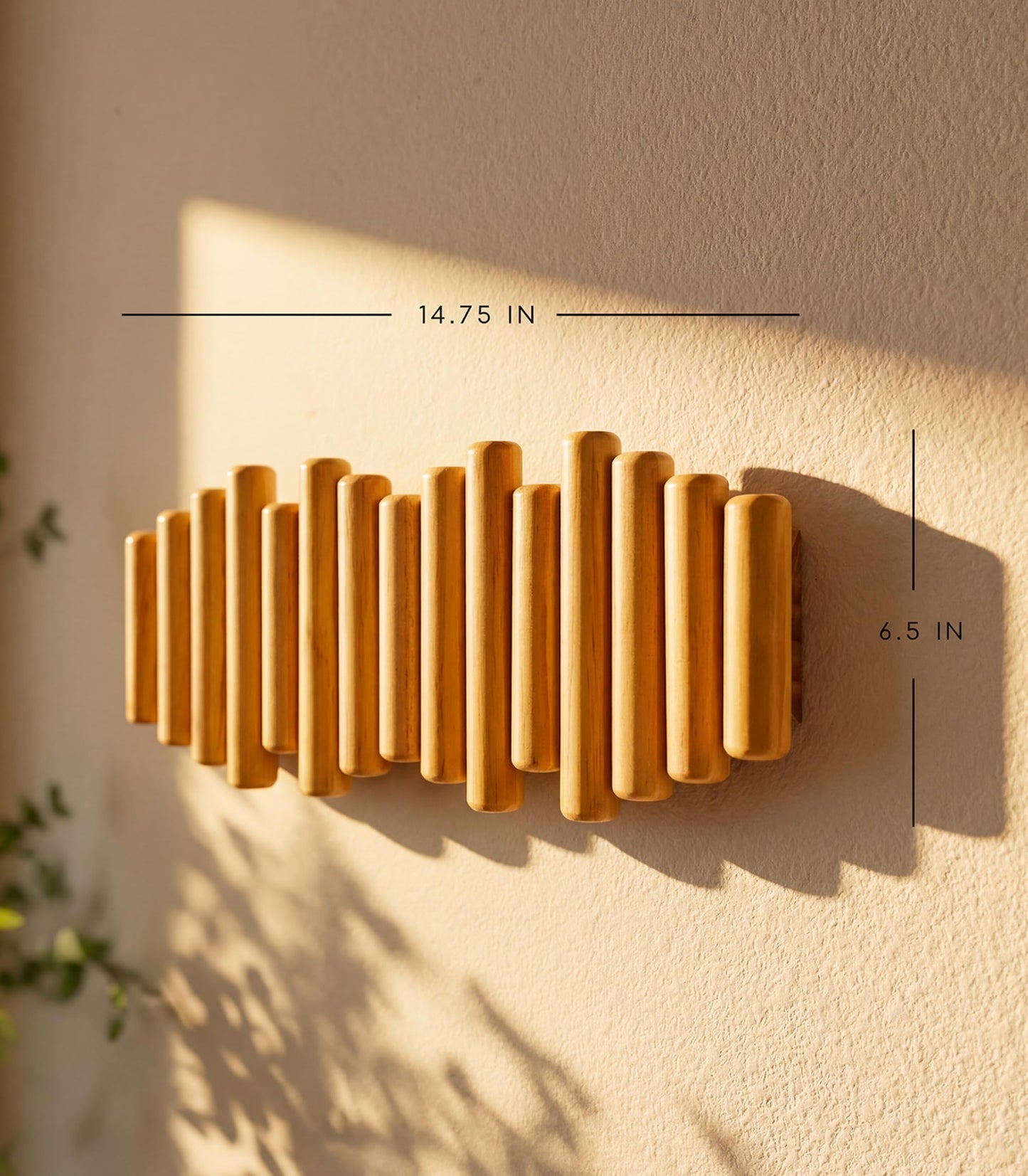 Flynt Ave. Modern Wooden Wall Mounted Coat Rack, 5-Hooks, Decorative Wall Hooks for Purse, Bags & Hats, Heavy Duty, Sturdy, Natural Pine Wood, Pull Down Hooks, Easy to Install