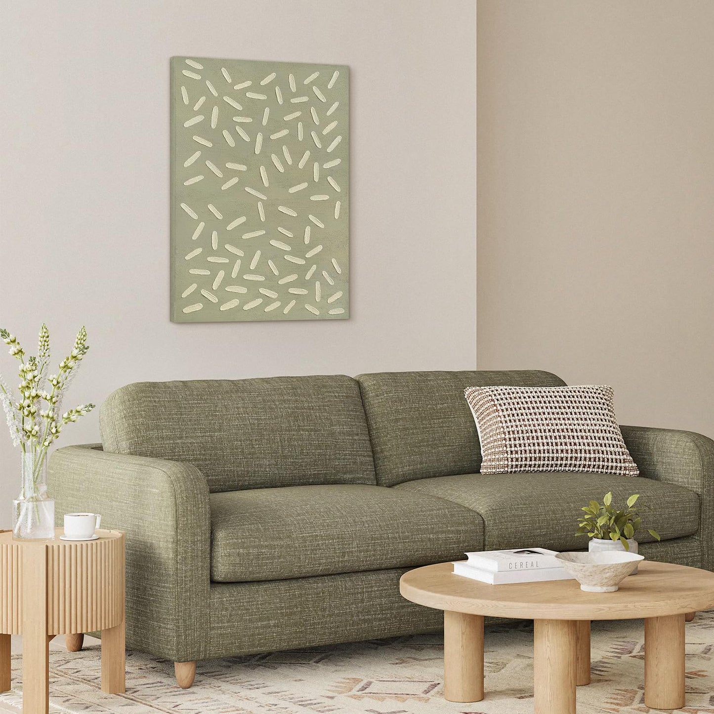 JUHOME Hand-Painted Abstract Canvas Wall Art – 24x36 Inch Original Textured Painting with Wooden Inner Frame, Modern Minimalist Artwork for Living Room, Bedroom, Office, Gift and Housewarming Decor