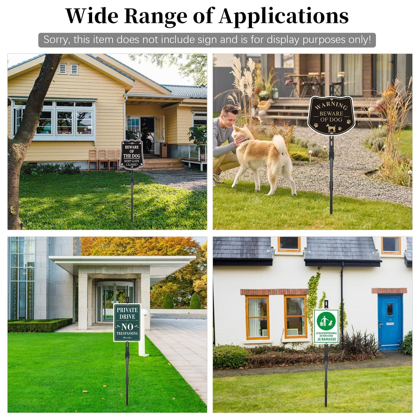 2 Pack Yard Sign Stake, 4' Aluminum Posts, Holder with Baked Enamel Coating, Lightweight & Abjustable Garden Pole with Holes for Different Size Signs, Easy Installation,Sturdy (Black)