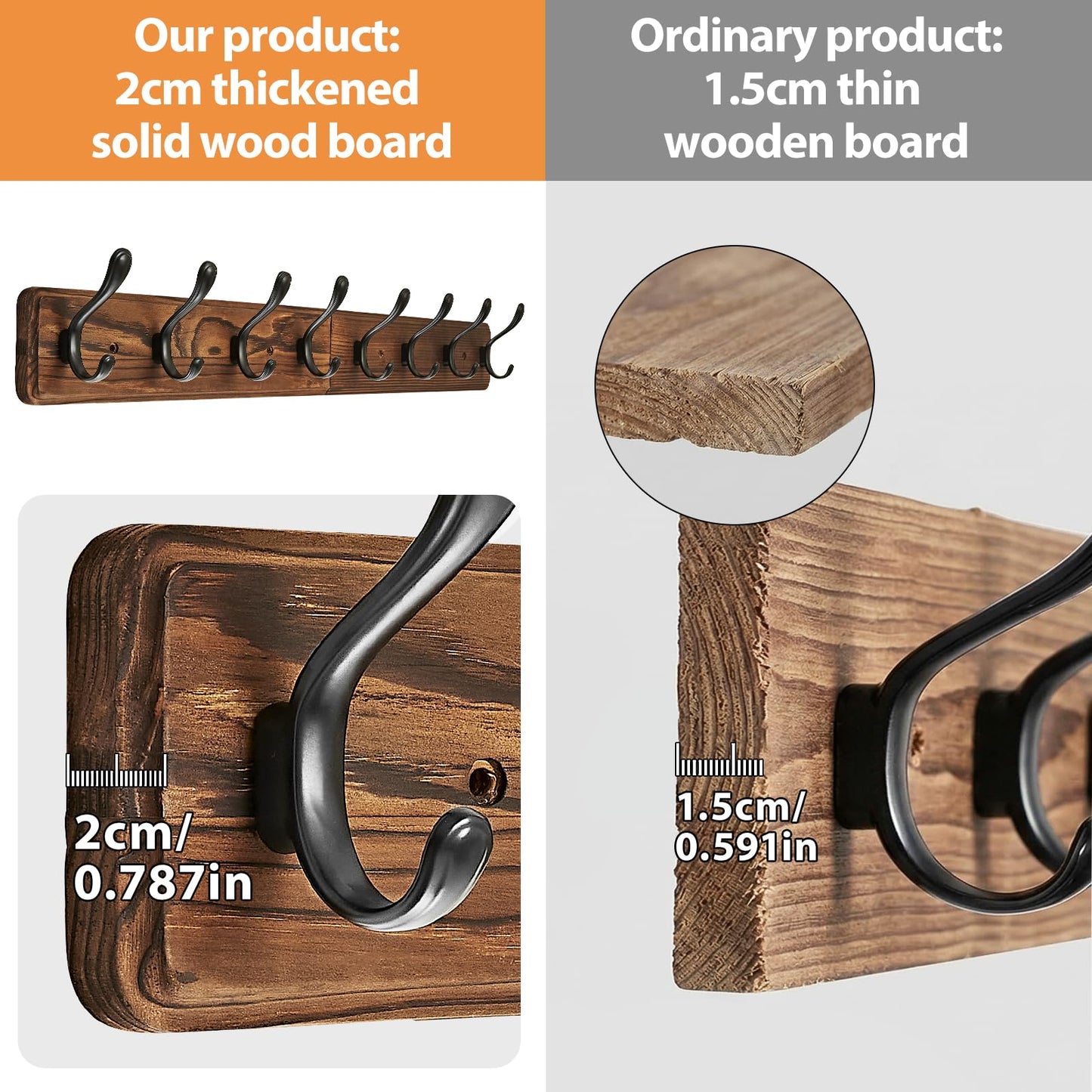 Ruiziiz Coat Rack Wall Mount,Hat Rack for Wal,l Hat and Towel Hanger for Hanging Coat, Bag, Key, Purse, Robe, for Entryway, (8 Hooks)