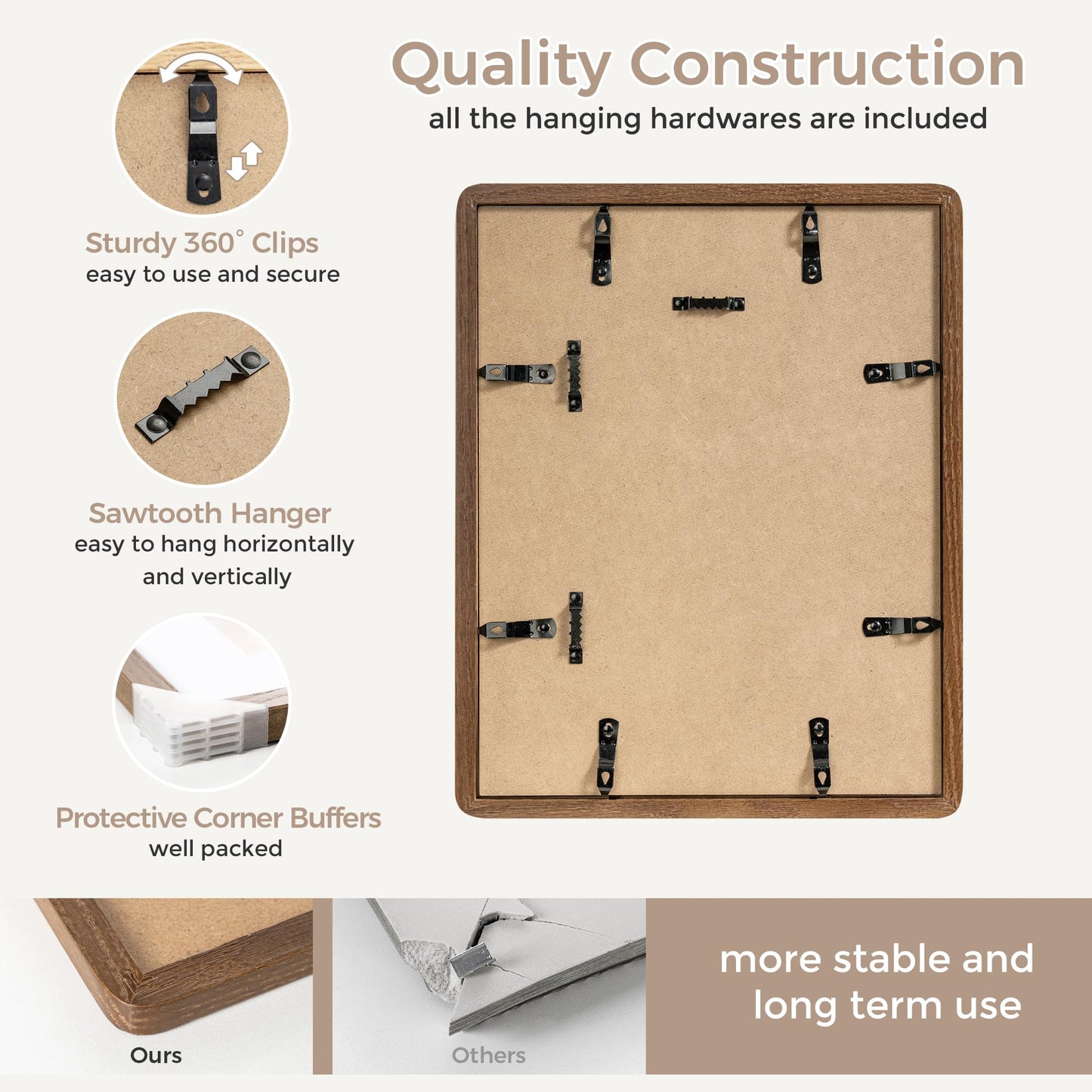 FLYJOE 11X14 Picture Frame | Solid Oak Wood 11 X 14 Picture Frame With Mat For 8X10 | 11X14 Poster Frame | Plexiglas And Hanging Hardware Included | 11 By 14 Photo Frame Wood (Walnut, 3 Packs)