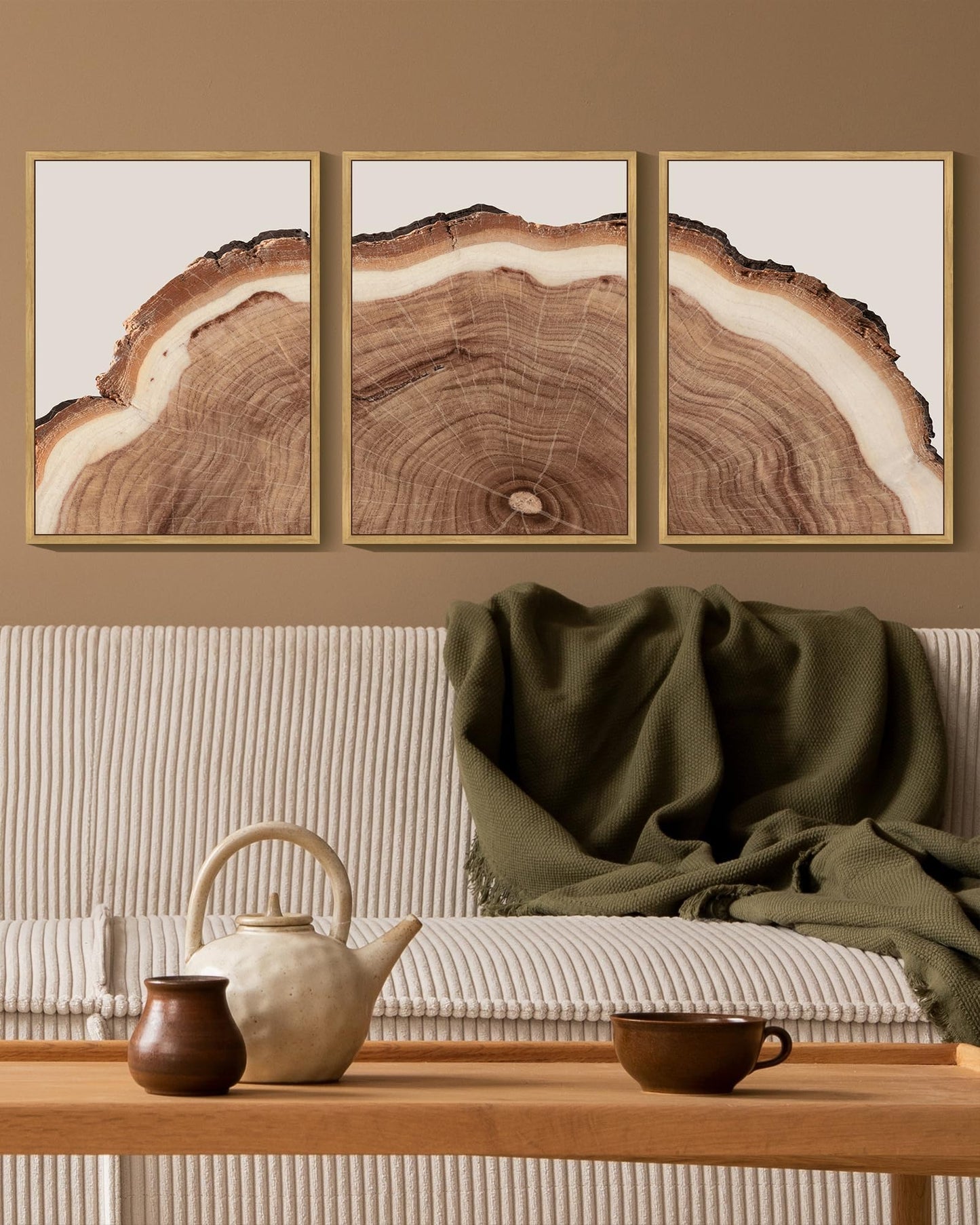 Drsoum Vintage Retro Tree Rings Wood Framed Wall Art Modern Wood Stump Nature Rustic Artwork Bedroom Living Room Ready to Hang 11x14in Natural Framed