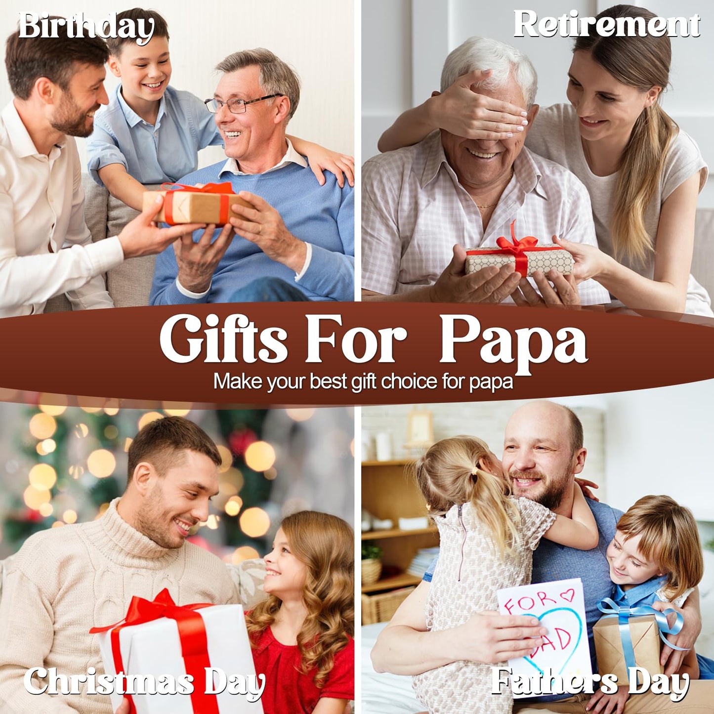 PRINLUCK Papa Gifts, Fathers Day Papa Gifts, Wood Phone Docking Station, Fathers Day Birthday Gift from Grandchildren, Christmas Stocking Stuffers, Phone Stand