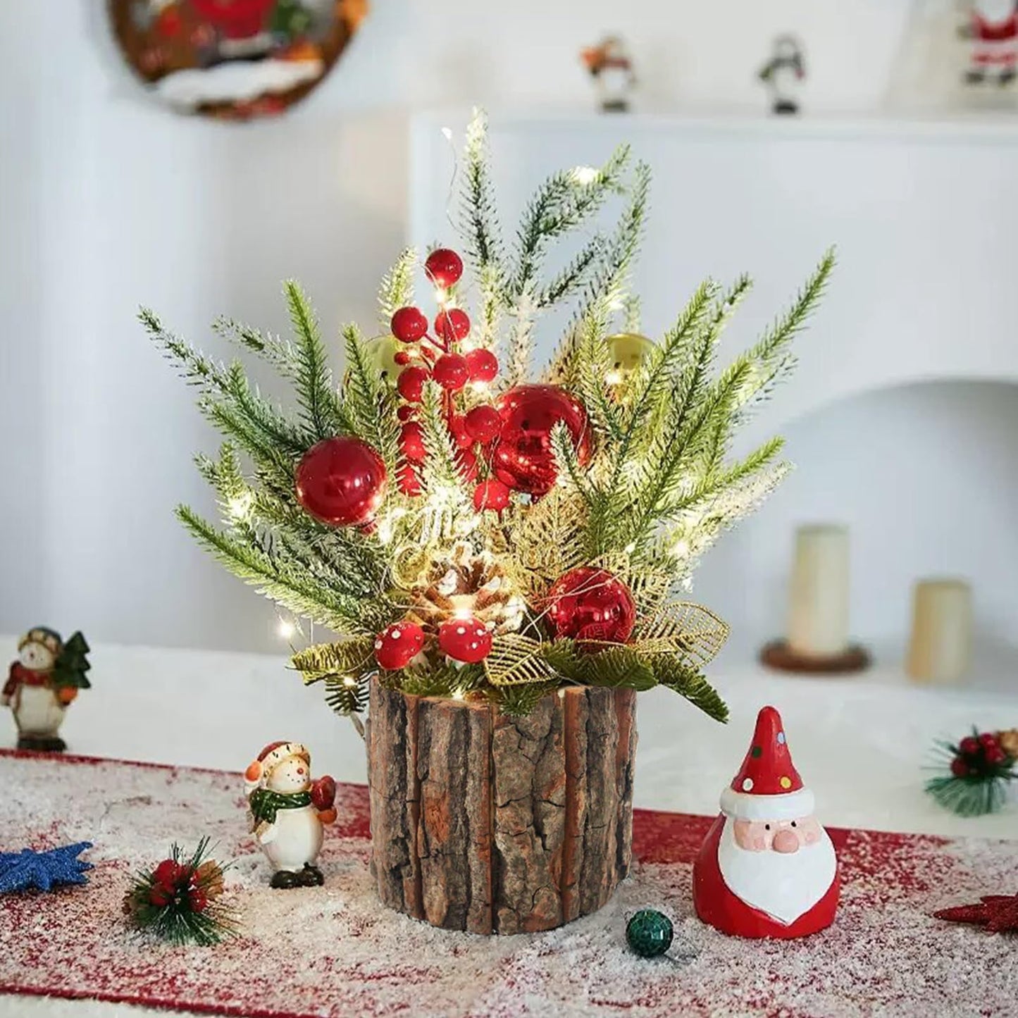 12 Pcs Wooden Vases for Centerpieces, Wood Flower Vase Rustic Tree Stump Planter Pots for Woodland Party Wedding Window Home Farmhouse Christmas Table Decor