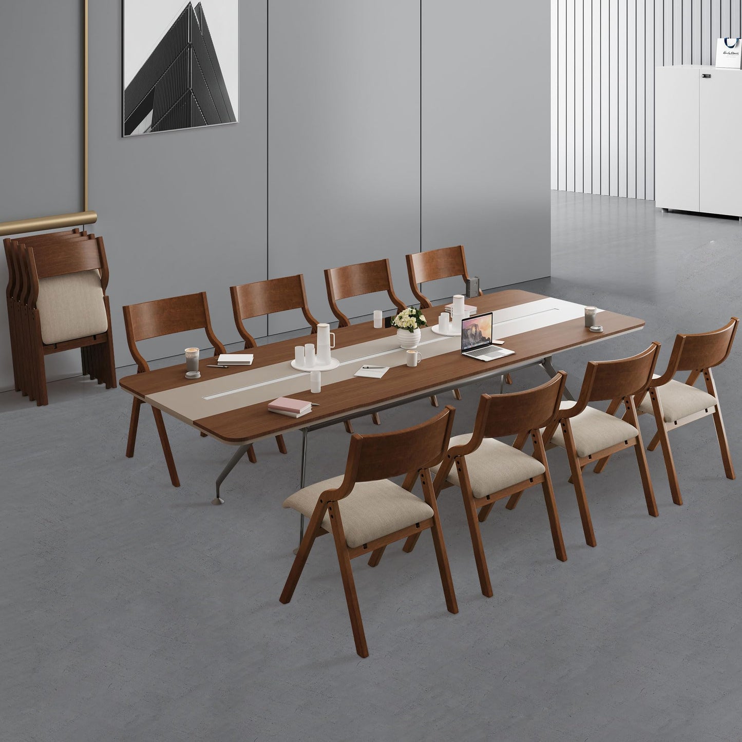 Ball & Cast Upholstered Folding Chairs Set of 2,with Padded Seat,Wooden Portable Dining Chairs W/Ergonomically Designed Back and Cushion,Easy Carry,No Need to Install,for Kitchen,Office,Walnut