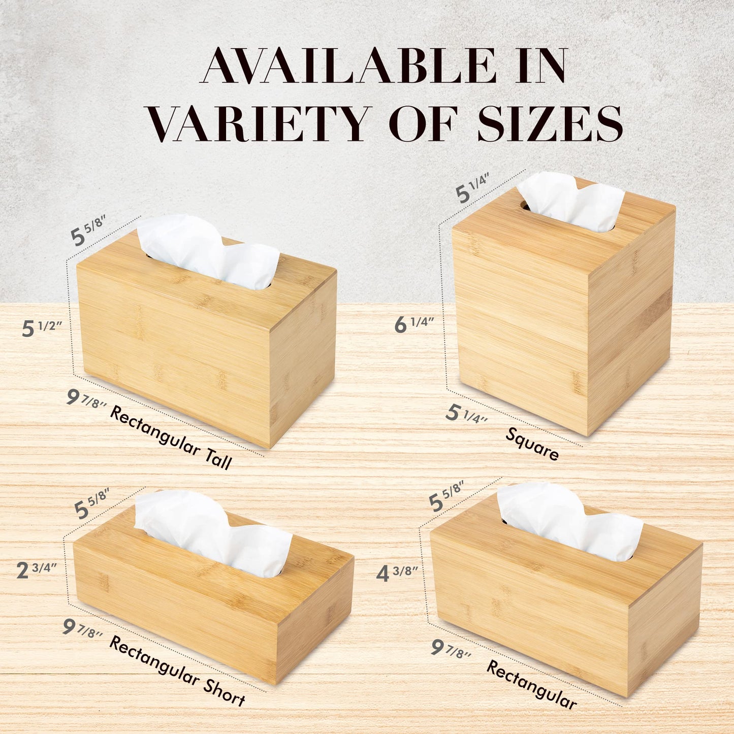 JUSK Design Tissue Box Holder - Modern, Minimalist, and Durable Wooden Tissue Box with Sliding Bottom, Easy-Refill- Premium-Quality Bamboo Tissue Box Cover, Fits 120-Count Box, Short Rectangular