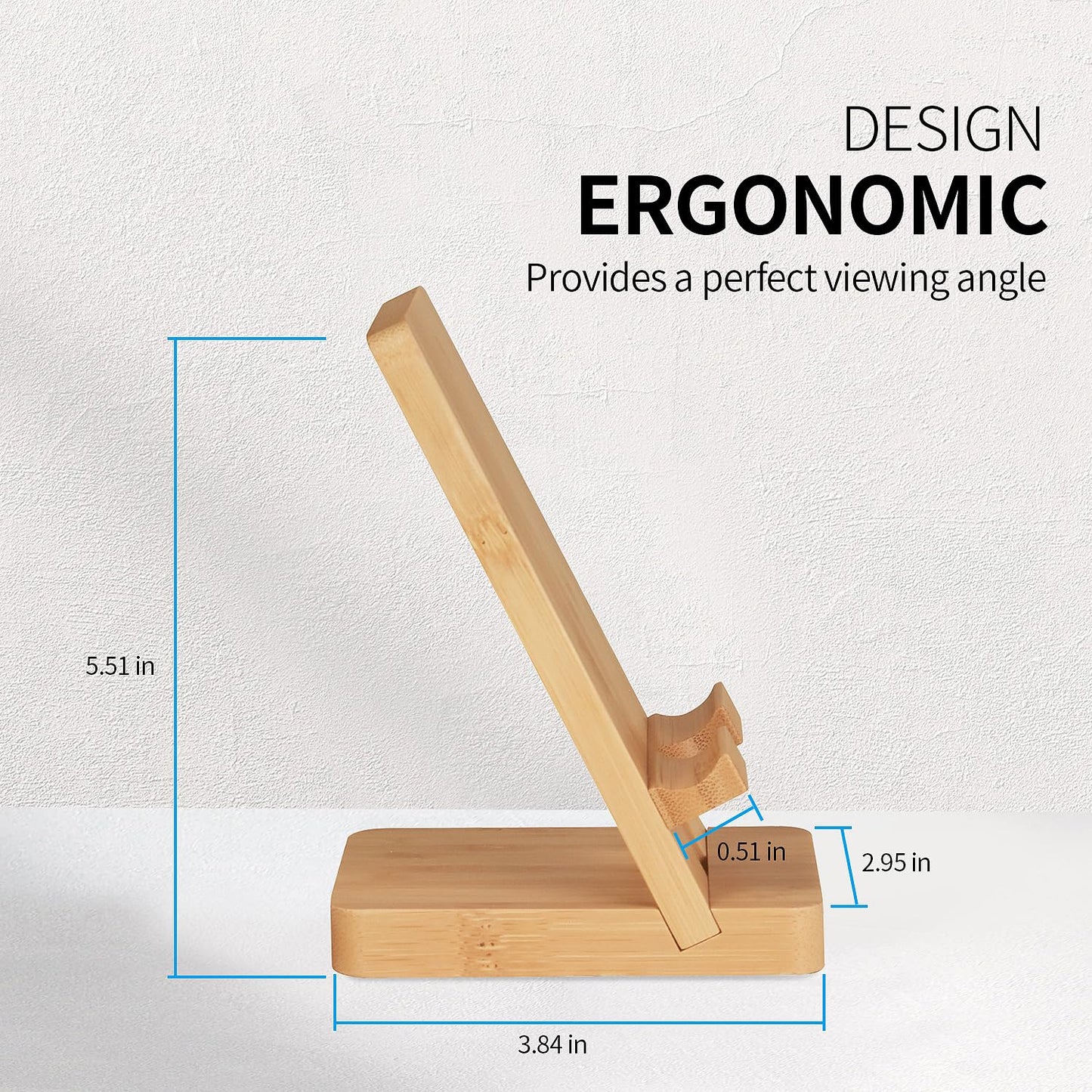LUCKY BEAN Wood Phone Stand, Desktop Wooden Phone Holder, Portable Office Phone Stand for Desk, Wood ipad Stand, Compatible with iPhone & All Cell Phones (Bamboo)