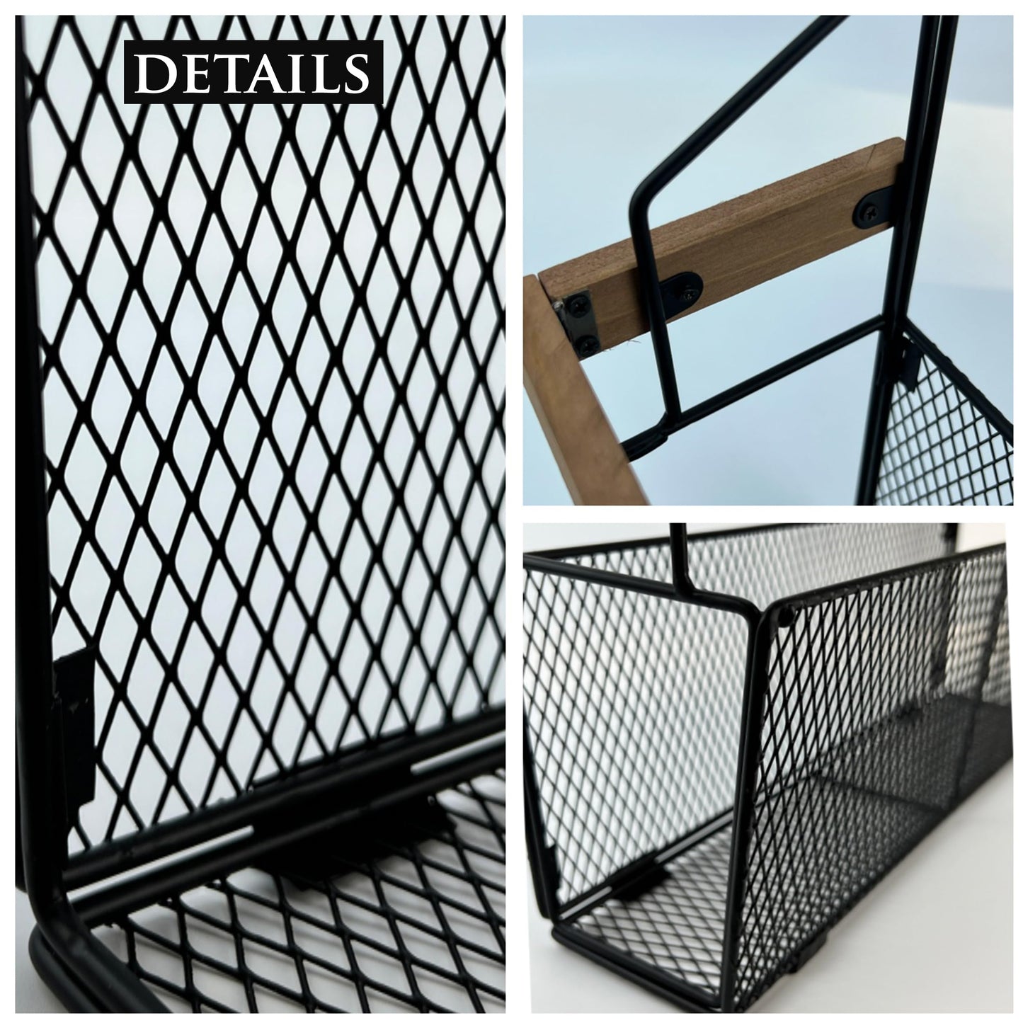 Pubgeer Wall Mounted Magazine Holder, Wooden-Trim Wall File Organizer, Hanging Magazine Rack, File Organizer for Entryway Living Room Kids’ room and Office, Hanging Mail Organizer