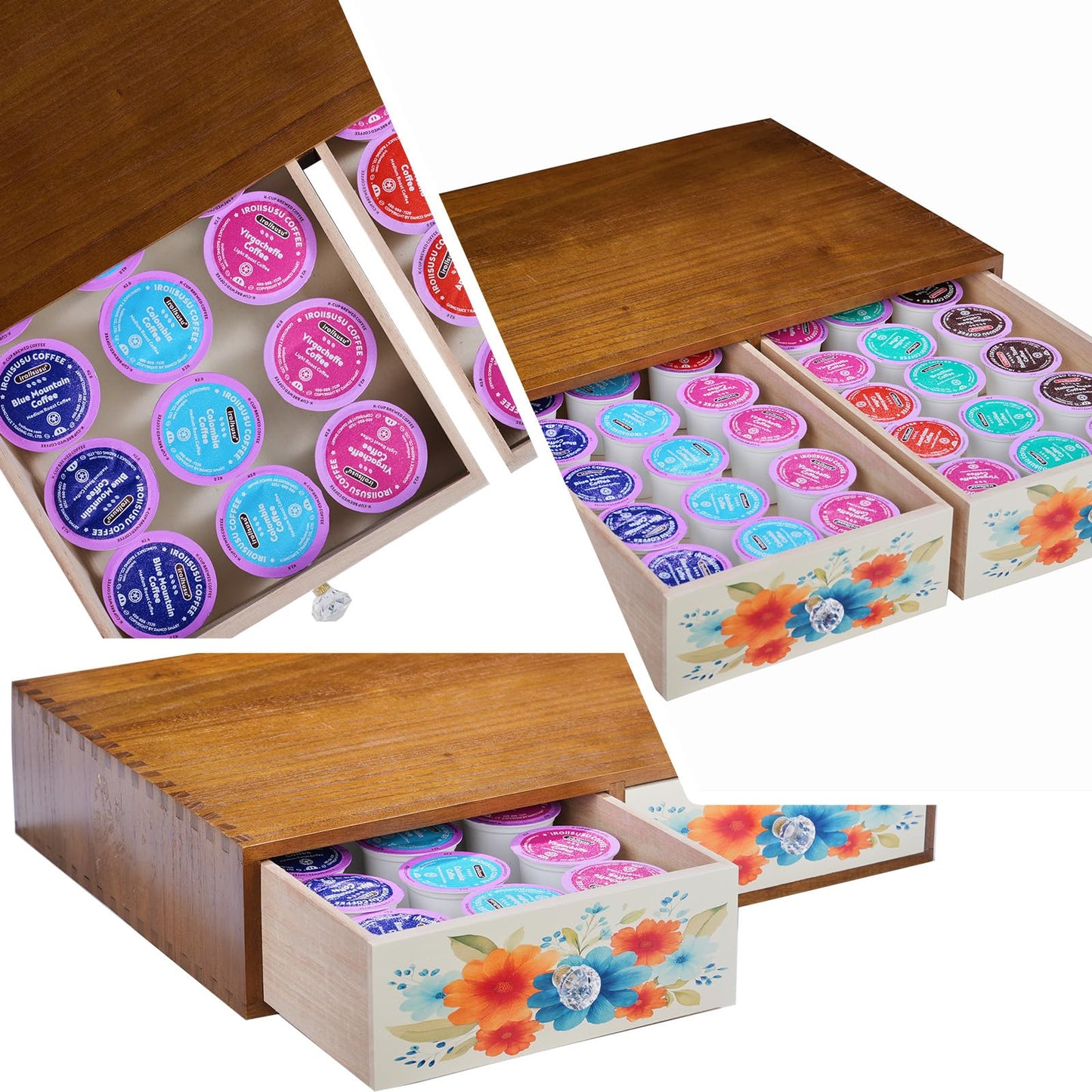 WEPONZEN Wooden Coffee Pod Holder & Organizer - Cute Coffee Station Organizer for Counter, Coffee Pods and Tea Organizer Holder