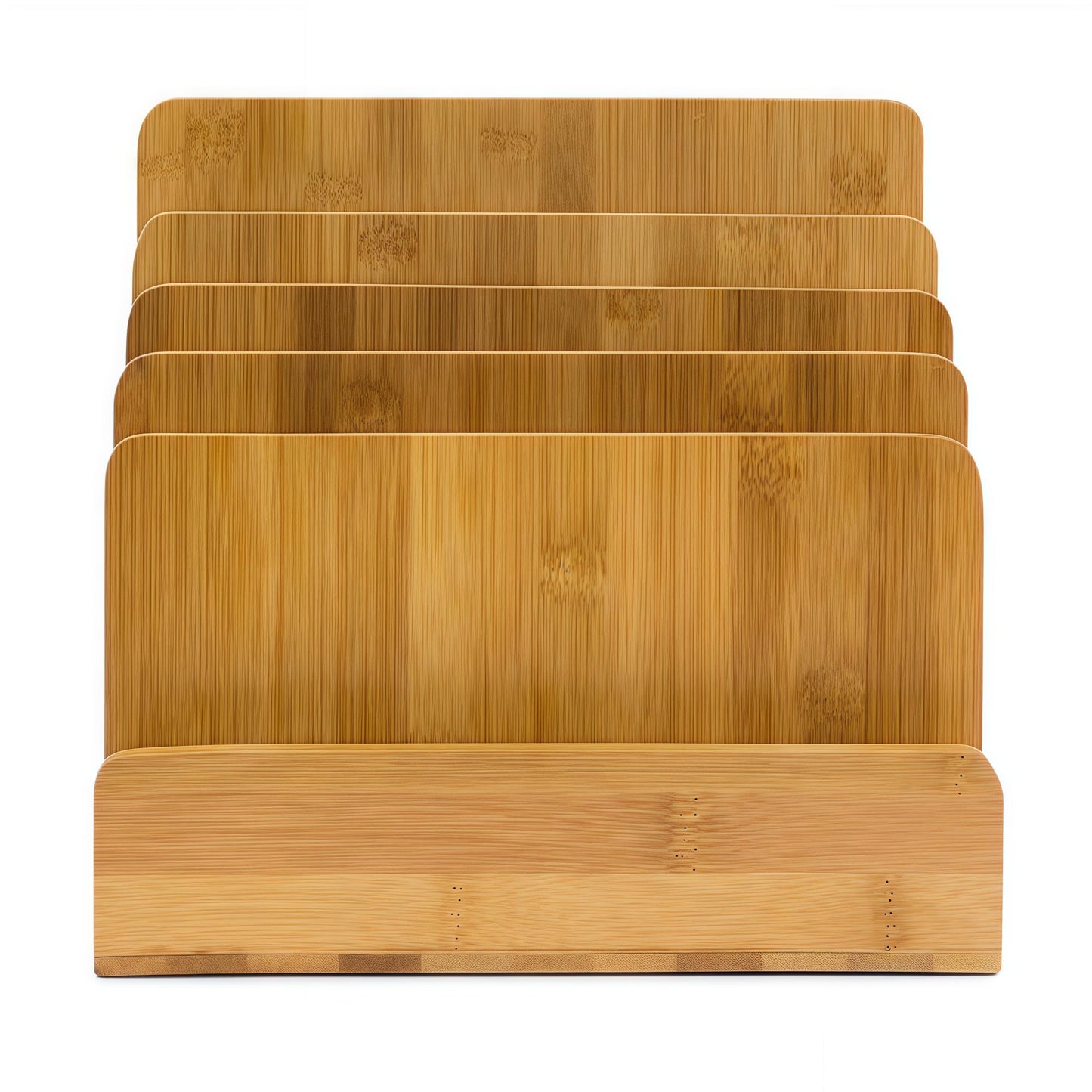 Klabelle Bamboo Mail Organizer - File Holder Sorter for Letter and Folder Document Storage, Envelope Organization with 5 Slots for Office Desk, Countertop, Home Bill