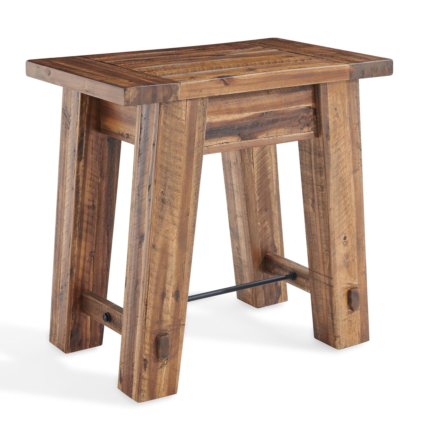 Alaterre Furniture Durango 27-Inch Solid Wood Side Table – Heavy-Duty Industrial End Table with 100 lb Capacity for Living Room, Bedroom, or Home Office (Natural Grain Lacquer Finish)