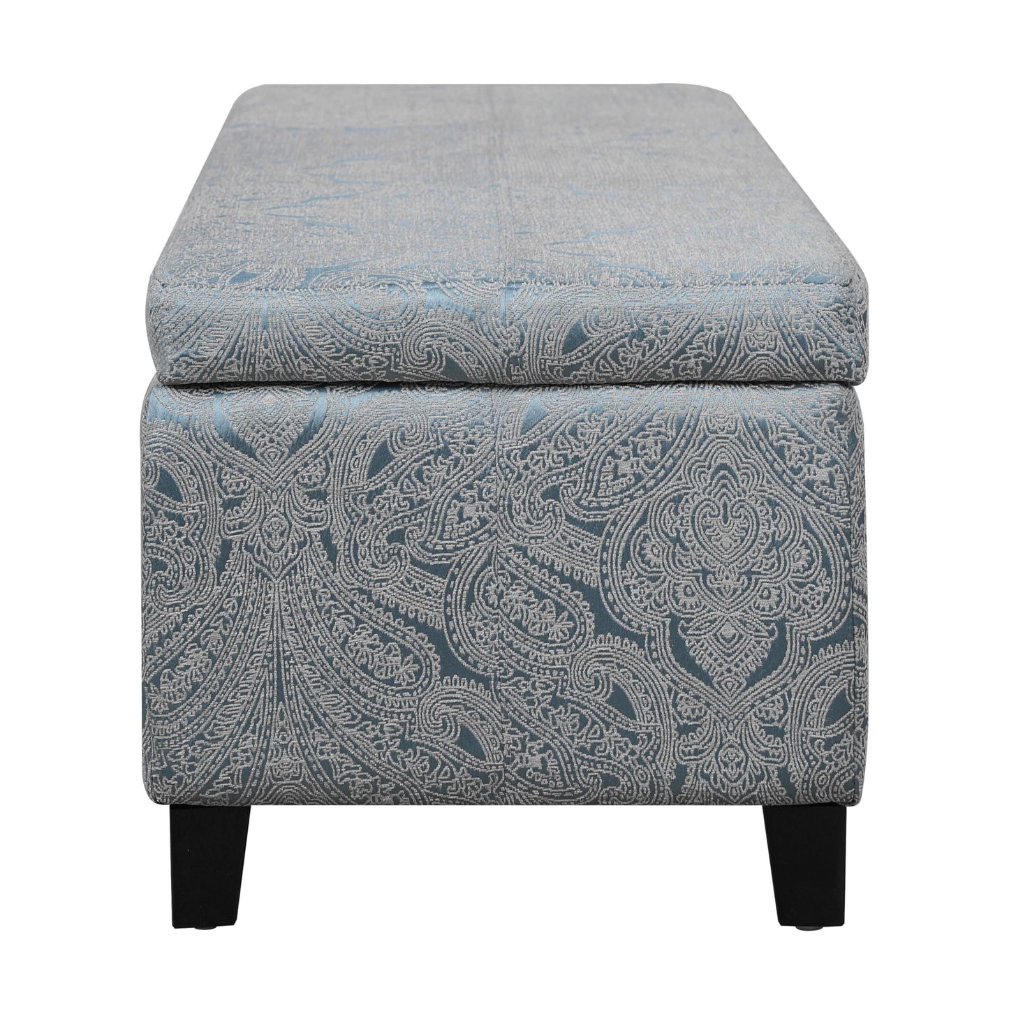 Christopher Knight Home Glouster Living Room Ottoman with Storage, Jacquard Upholstered Storage Ottoman Bench, Rectangular Sofa Foot Stool, Bedroom End of Bed Bench, Shoe Organizer, Antique Blue