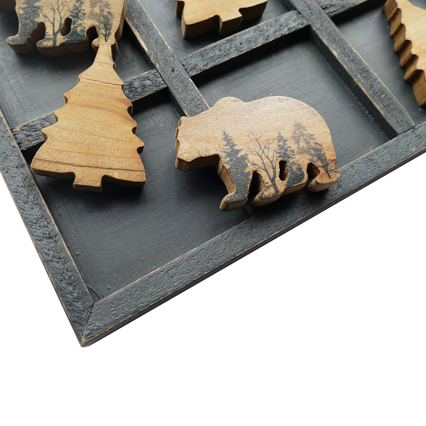 NIKKY HOME Cute Bear Decorative Wooden Board Travel Game Tic Tac Toe for Fun Coffee Table Decor