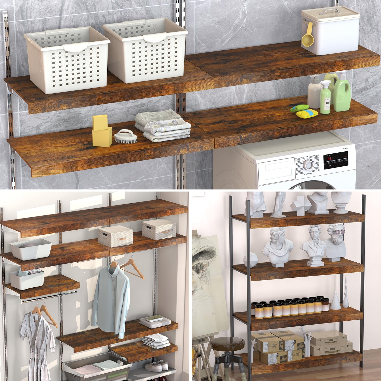 MyLifeUNIT Wire Shelf Covers, 4 PCS 35.8" W x 16" D Wood Wire Rack Covers for Pantry, Closet, Laundry Room