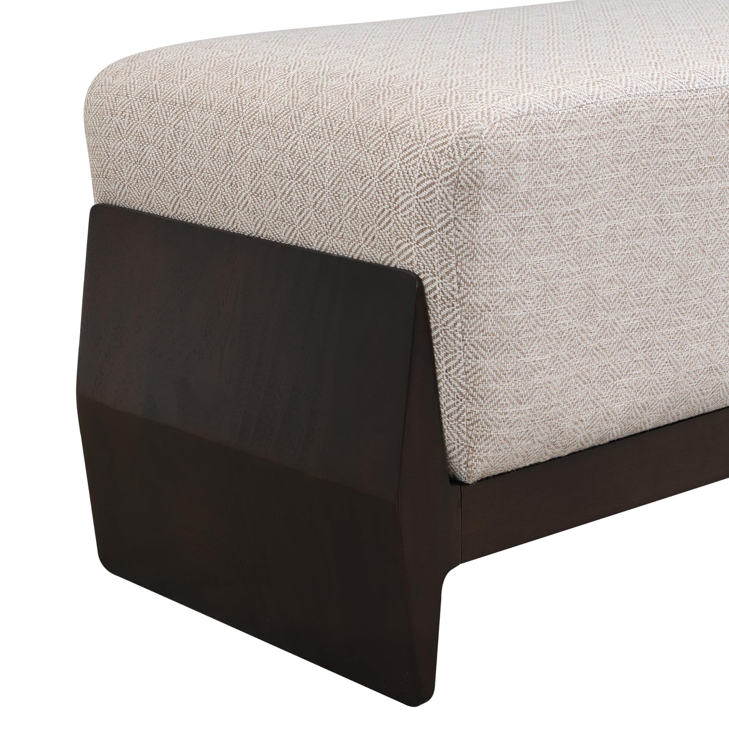 Christopher Knight Home Kingen 55'' Linen Fabric Upholstered End of Bed Ottoman, Wooden Living Room Ottoman Bench with Thick Soft Cushions, Long Entryway Bench, Long Seating for Bedroom, Brown + Beige