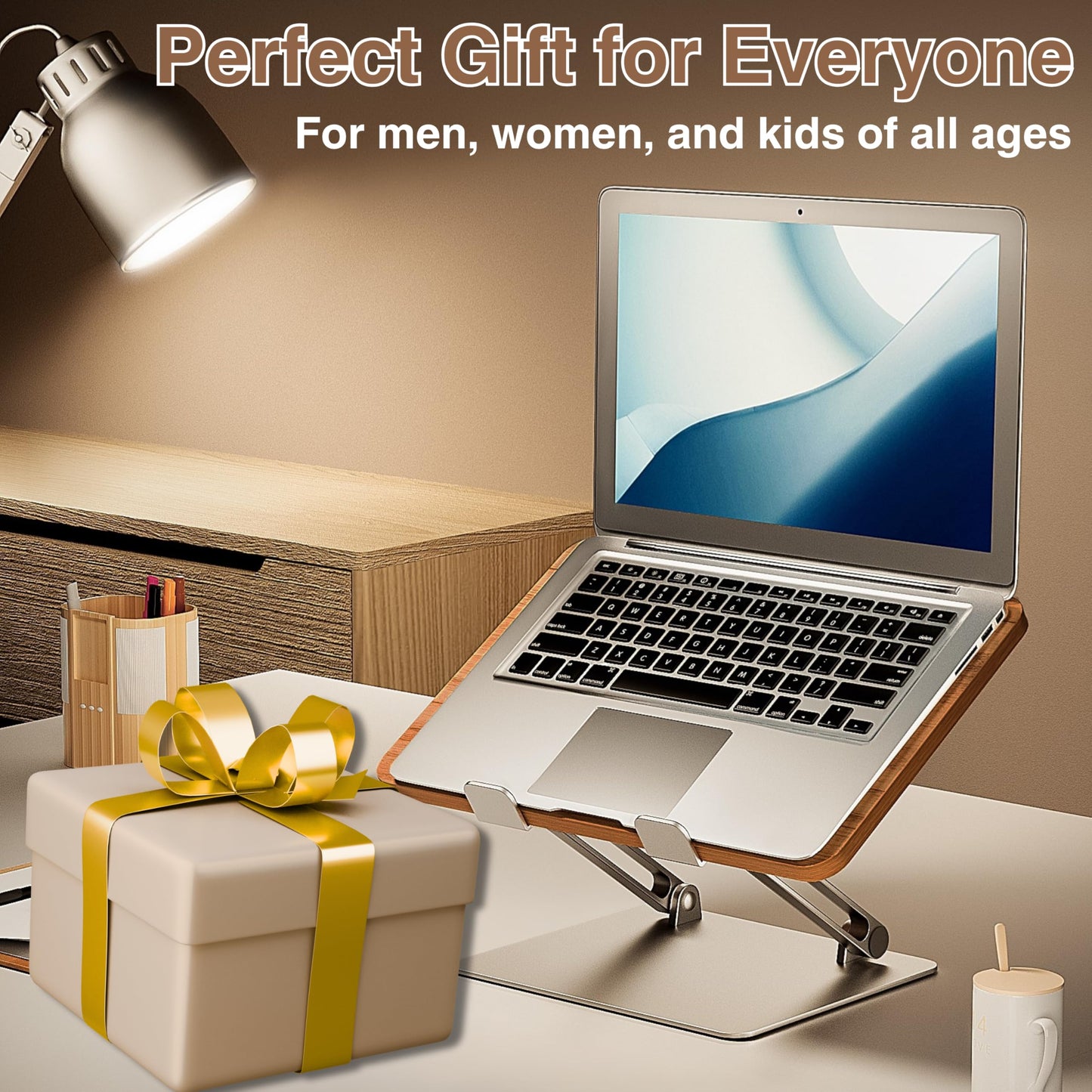 AVARO Adjustable Laptop Stand – Ergonomic Laptop Stand with Customizable Height & Angle, Robust Design Laptop Riser for Desk, Portable, Foldable & Durable Computer Stand for Home or Office Use