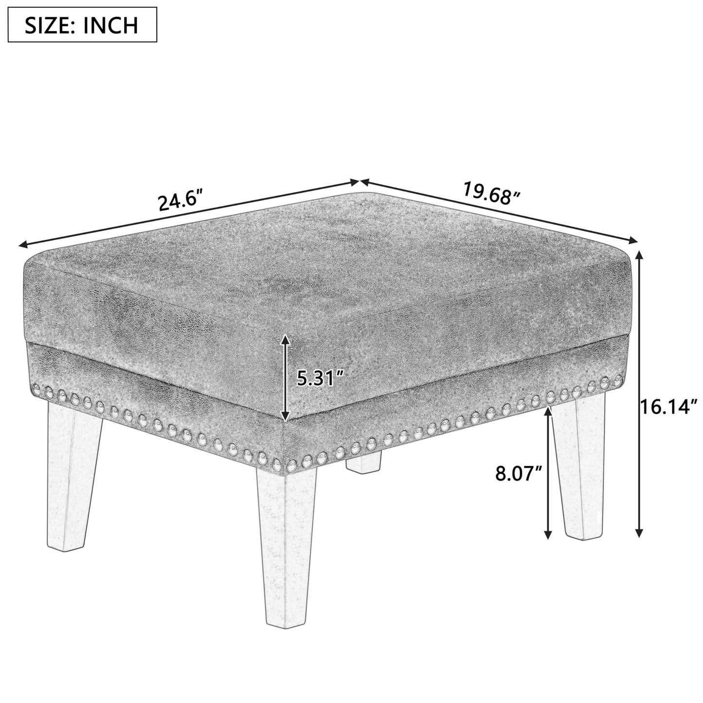 Christopher Knight Home Elber Mid-Century Modern Upholstered Ottoman Coffee Table, Small Living Room Sofa Footrest, Wooden Rectangular Ottoman Footstool, Brown
