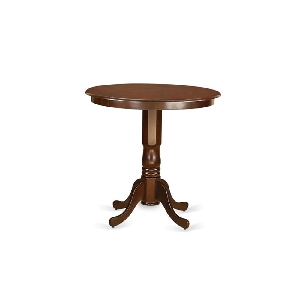 East West Furniture JAVN3-MAH-W 3 Piece Kitchen Counter Set for Small Spaces Contains a Round Dining Room Table with Pedestal and 2 Dining Chairs, 36x36 Inch, Mahogany
