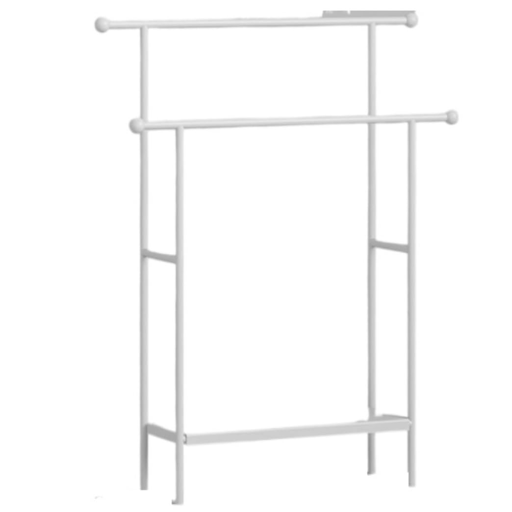 BIOMICE Floor Towel Rack Metal Freestanding Towel Rack 2 Tier Towel Shelf with Storage Rack Blanket Rack for Bathroom Freestanding Towel Racks(White)