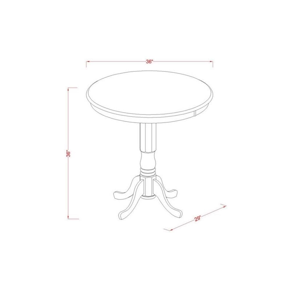 East West Furniture JAVN3-MAH-W 3 Piece Kitchen Counter Set for Small Spaces Contains a Round Dining Room Table with Pedestal and 2 Dining Chairs, 36x36 Inch, Mahogany