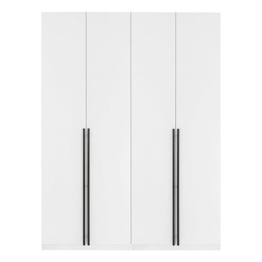Manhattan Comfort Lee Freestanding Closet | Space-Saving Storage Cabinet with 4 Shelves, 1 Hanging Rod, 2 Drawers, 3 Shoe Shelves & 1 Large Storage Area | No Tool Assembly, 2 Piece Set, White