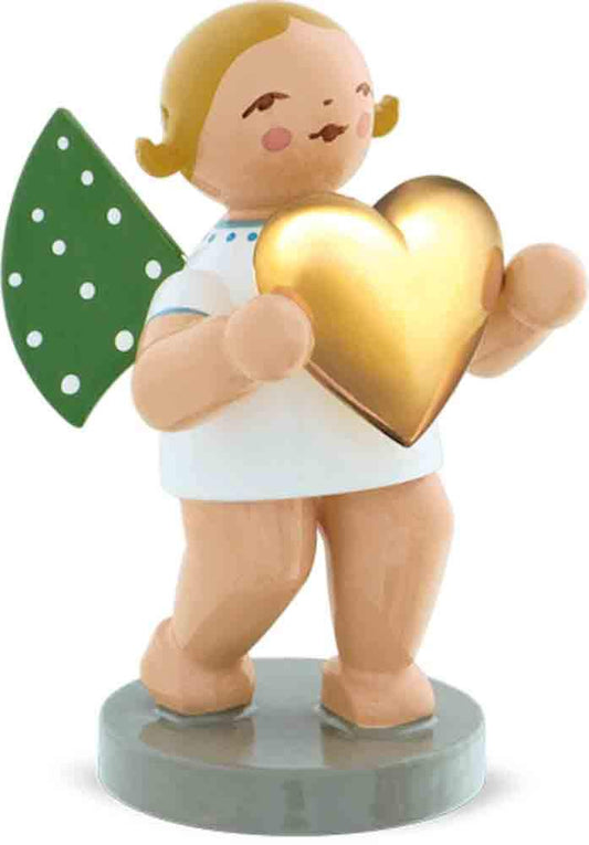 Wendt & Kuhn Angel of Love Handpainted Grunhainichen Wooden Angel Figurine White