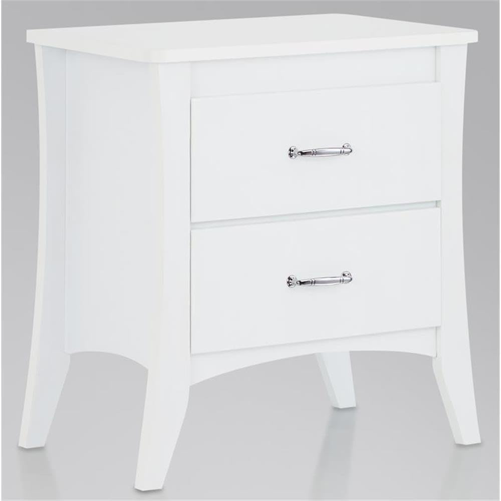 Acme Babb Wooden Rectangular Nightstand with 2 Drawers and Tapered Legs in White