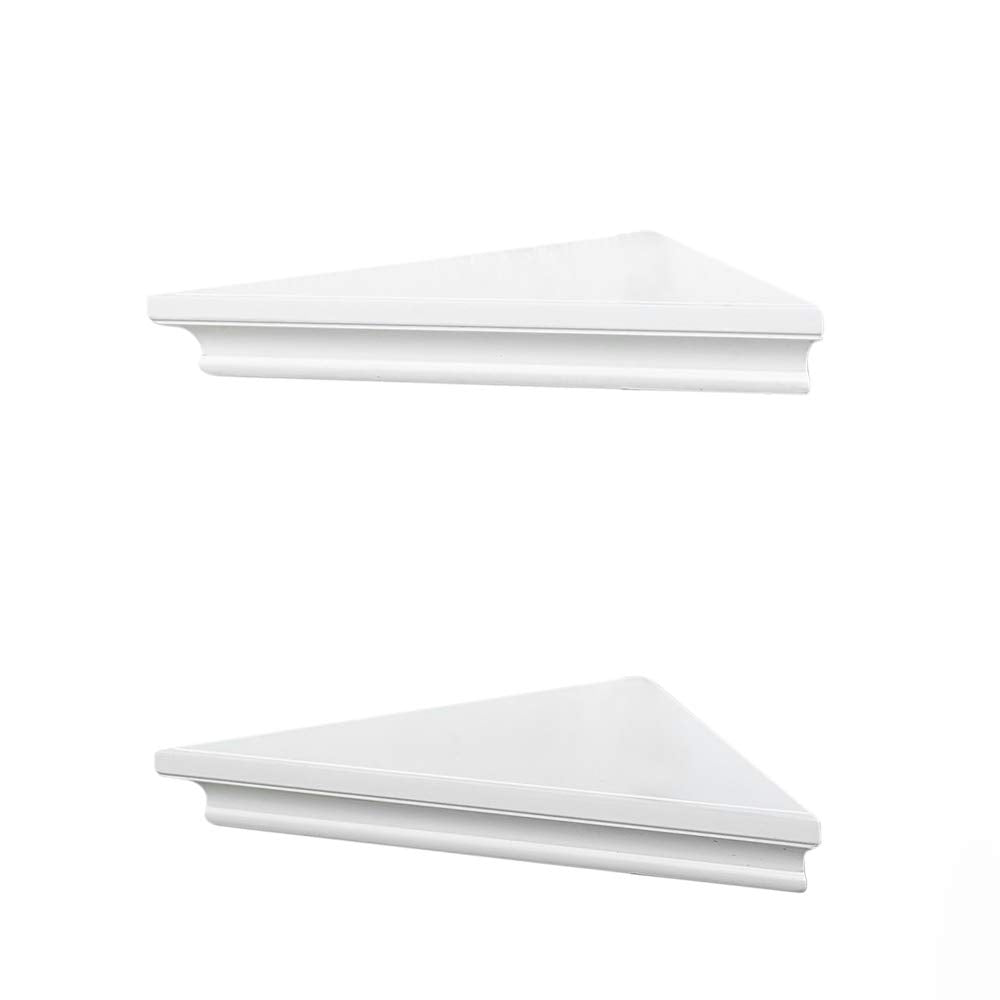 AHDECOR White Corner Shelves, Stylish Wall Mounted Corner Shelf for Space-Saving Storage in Living Room, Bedroom, and Office, Set of 2