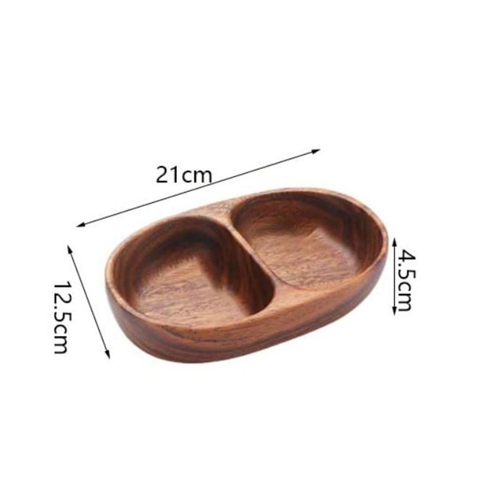 zaoalife Wooden Divided Salad Bowl, Modern Fruit & Snack Bowl, 21cm*12.5cm*4.5cm