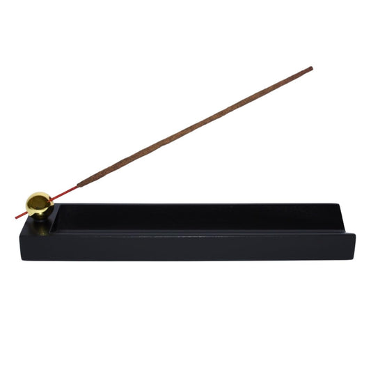 Ikibumi Black V-Shape Tray Wooden Incense Stick Holder