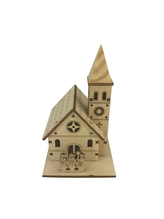 Plywood Small House with Lights Home Decor