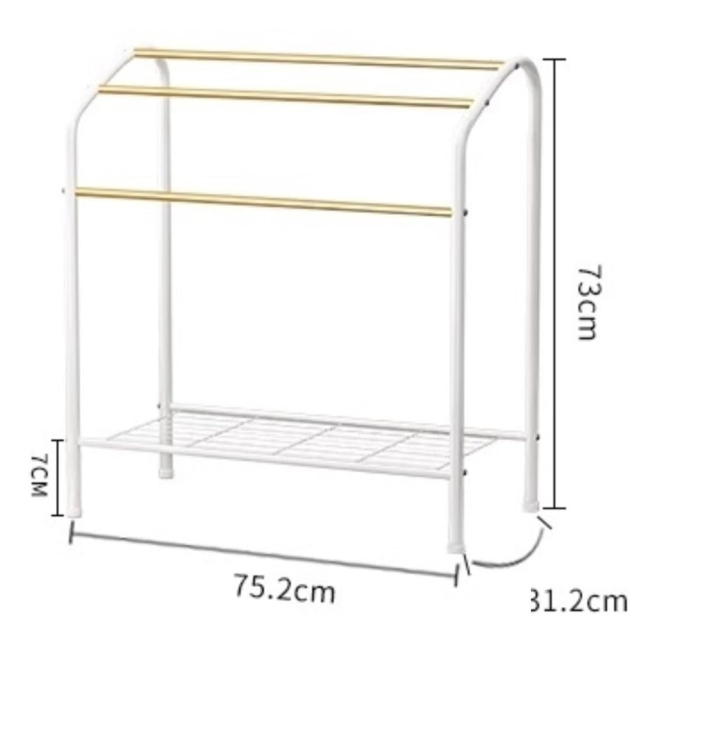 BIOMICE Floor Towel Rack 3 Tier Freestanding Towel Rack Floor Towel Holder with Bottom Shelf Metal Bath Towel Stand Organizer for Bathroom Freestanding Towel Racks