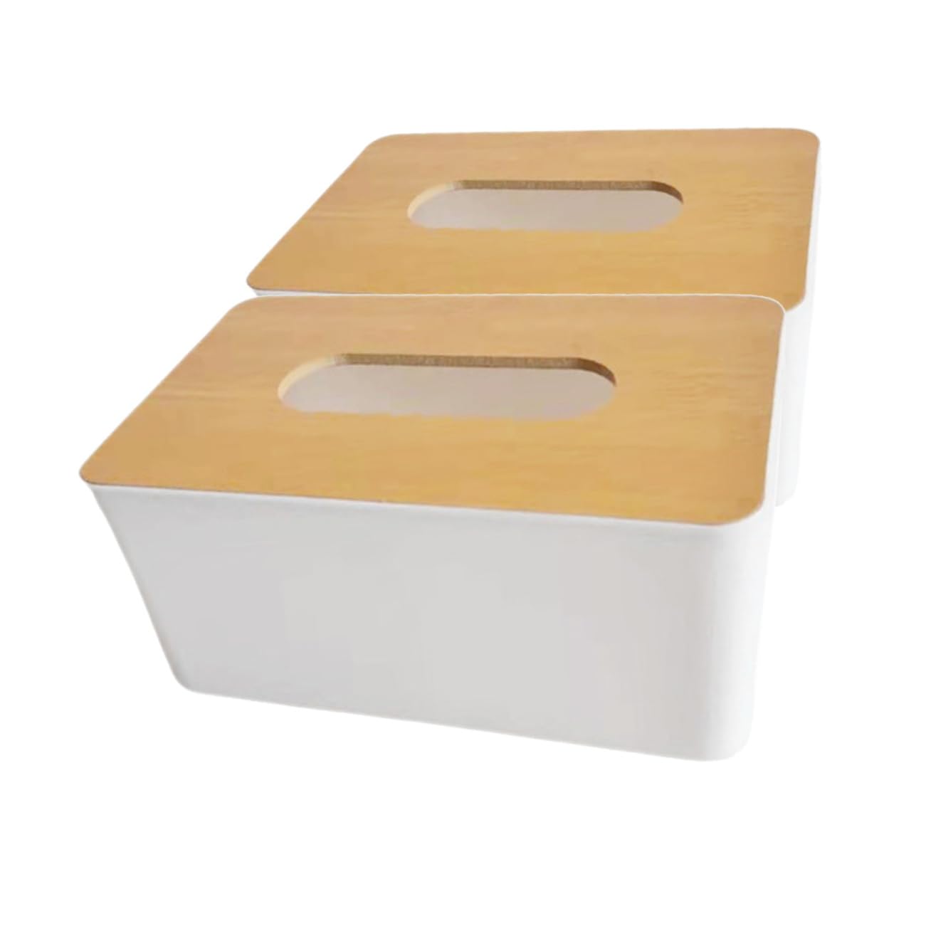 LABRIMP 2pcs Wooden Tissue Box Cover Holder Rectangular Bin Lid for Living Home Decorative Box