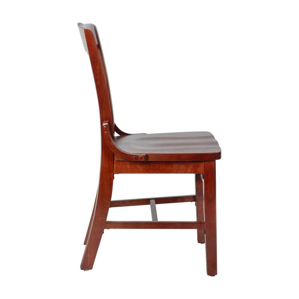 Flash Furniture Hercules Series School House Back Wood Restaurant Chair, Classic Armless Dining Chair for Restaurants/Kitchens, Mahogany Wood Finish