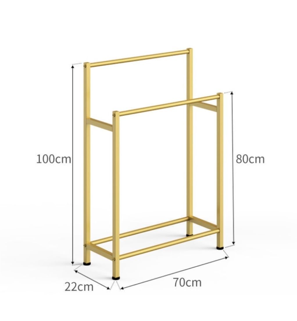 BIOMICE Floor Towel Rack Iron Standing Towel Rack 2 Tier Freestanding Towel Holder Towel Stand for Bathroom Freestanding Towel Racks