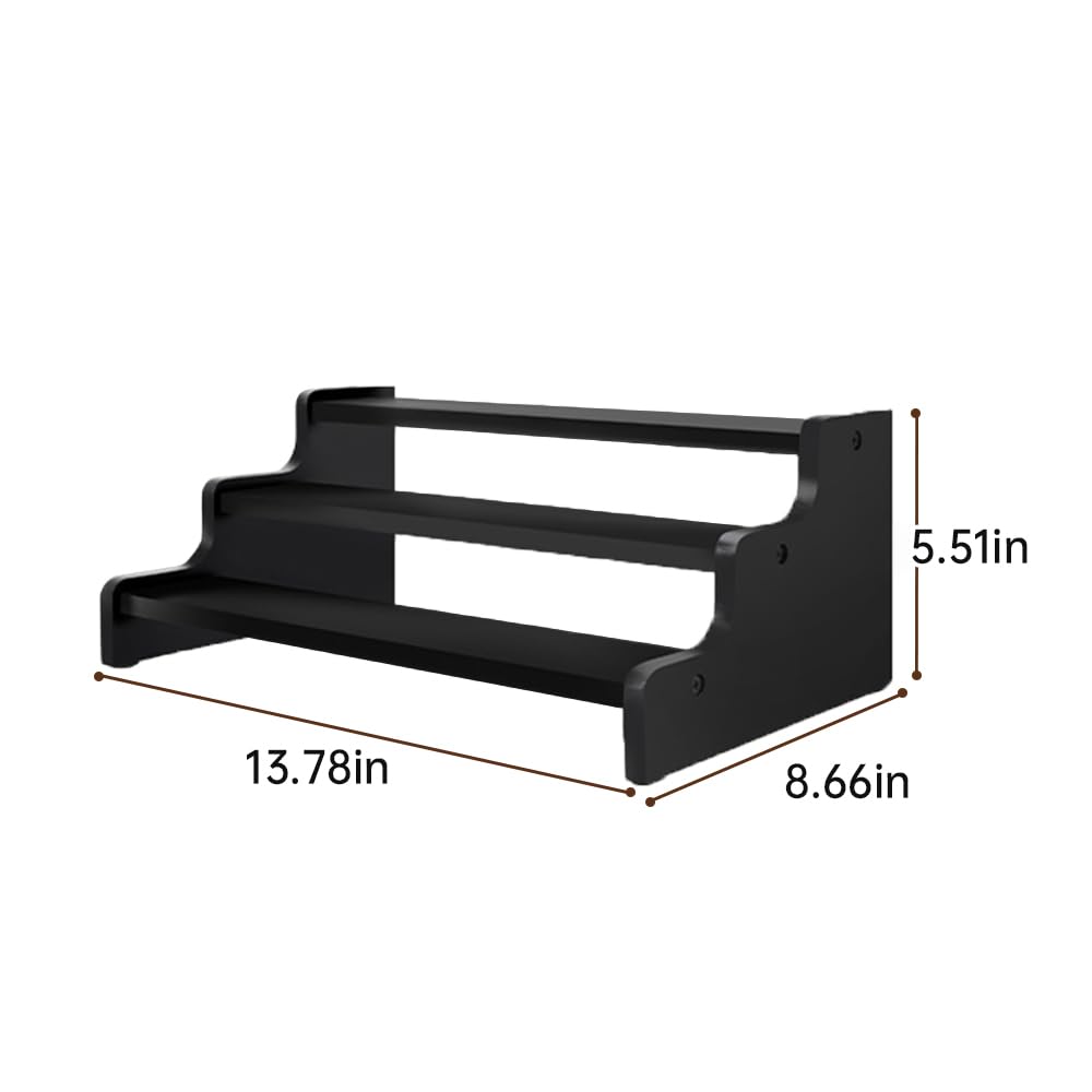 Wooden Cologne Organizer for Men, Perfume Organizer Stand, Cologne Stand with Anti-Slip Washers, Wooden Display Risers Stand for Dessert, Cupcake, Display Shelf Riser Stand for Decoration Makeup Black, 3-tier-13.8in