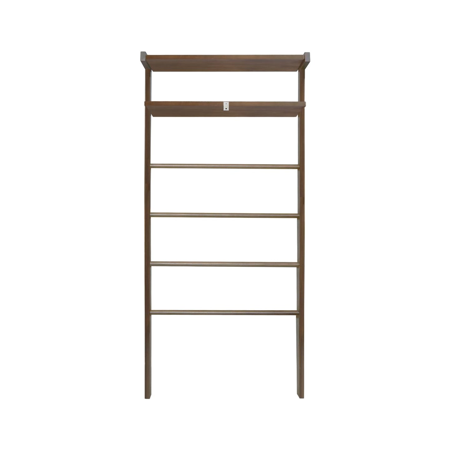 Space Saving 100% Solid Wood 6-Tier Blanket Ladder with Two Storage Shelves - Walnut