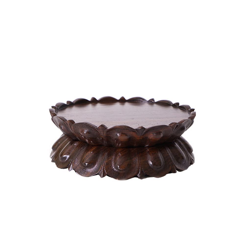 GOLDY&WENDY Oriental Home Decor Display Stand Round Wooden Lotus Shaped Base Vase Buddha Statue Fish Bowl Ornament Pedestal